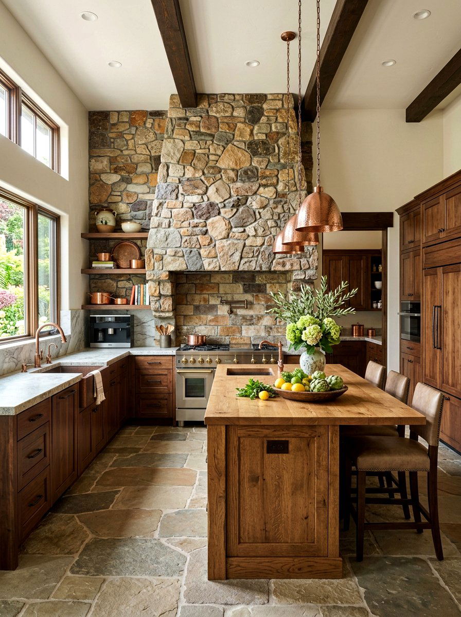 Natural stone hood - 30 stone hood kitchen ideas