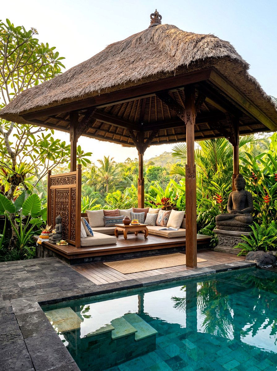 Natural stone lagoon pool - 30 resort style backyard lounge ideas