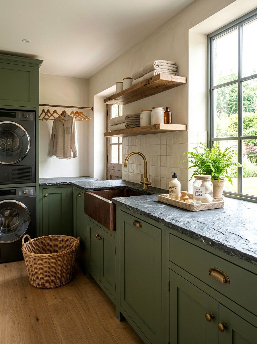 Natural stone laundry counter - 30 countertop over washer dryer ideas