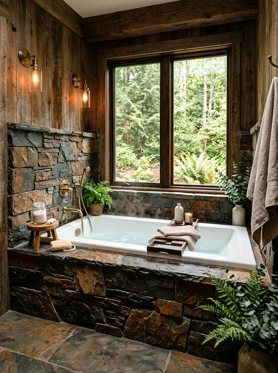 Natural stone ledger - 30 tub surround ideas