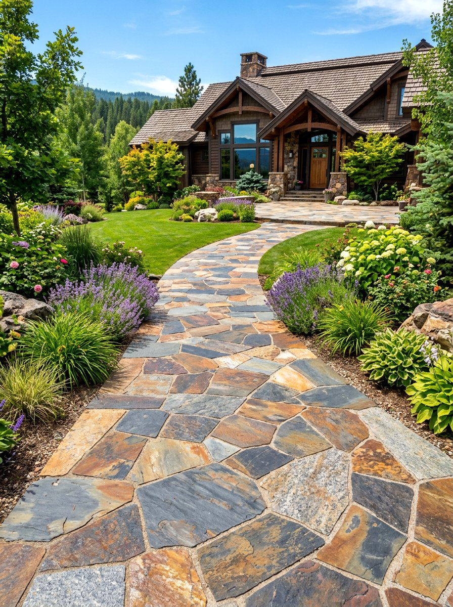 Natural stone pavers - 30 paver driveway ideas
