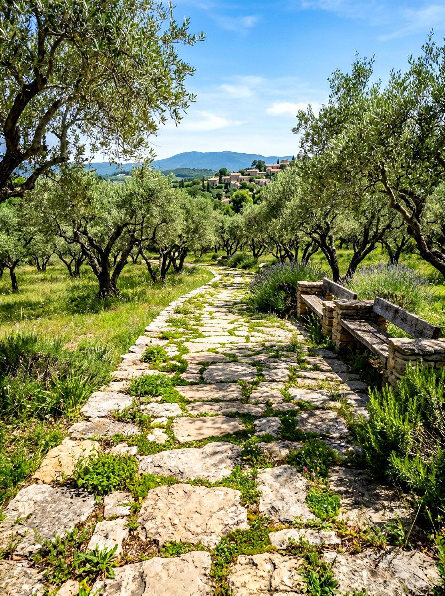Natural stone paving - 30 olive grove backyard ideas