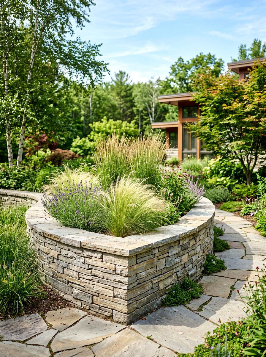 Natural stone raised bed - 30 modern raised bed ideas