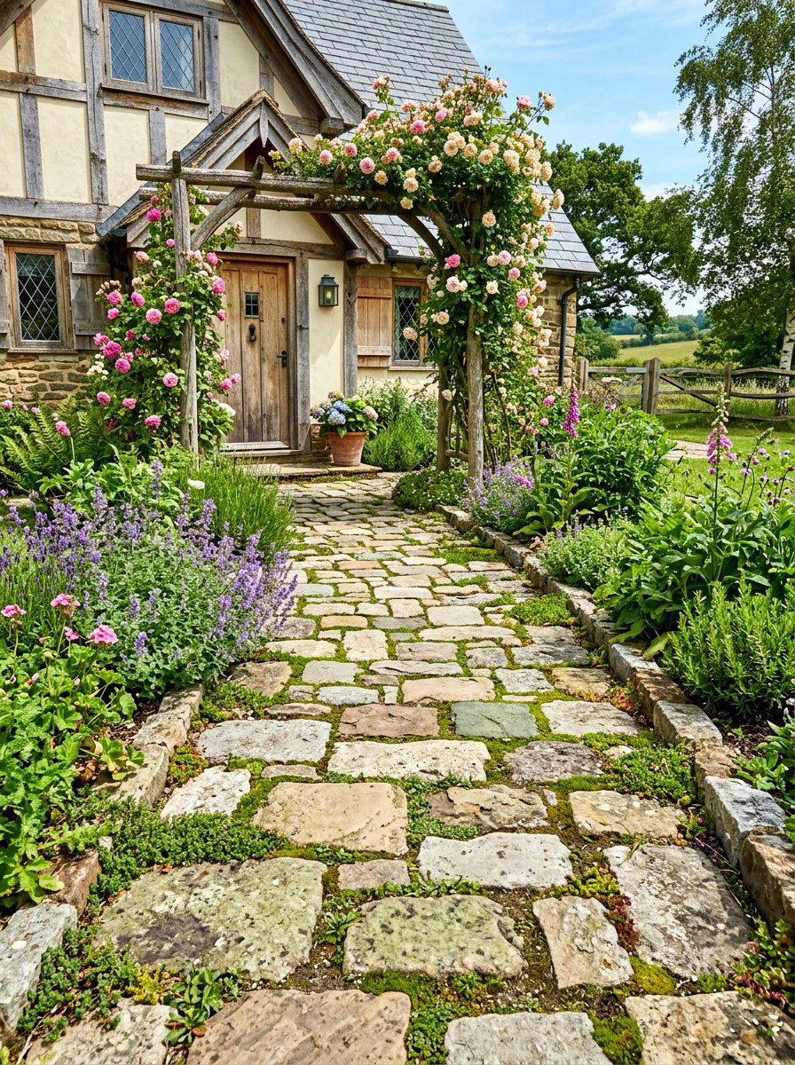 Natural stone walkway - 30 narrow side yard path ideas
