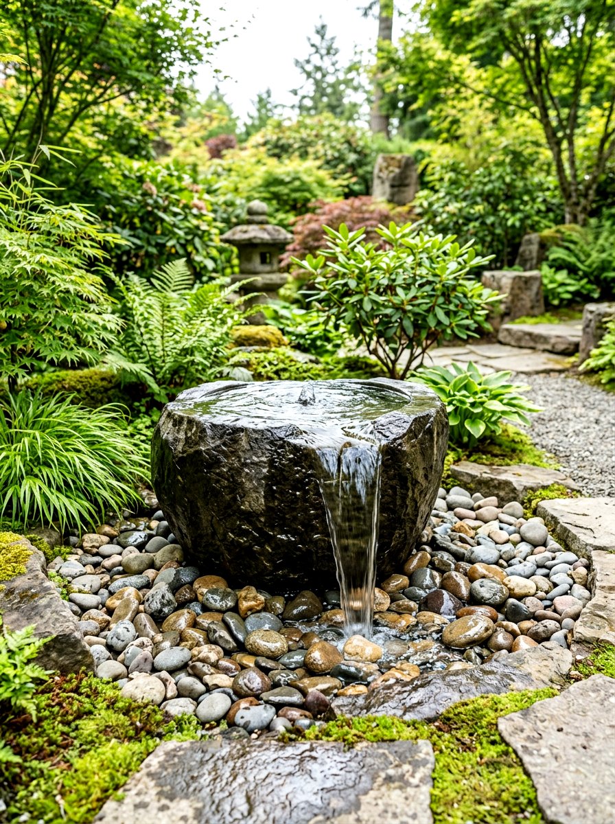 Natural stone water feature - 30 warm minimalist patio ideas