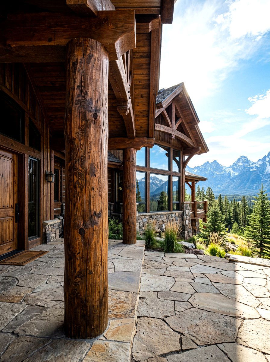 Natural timber porch column - 30 porch column ideas