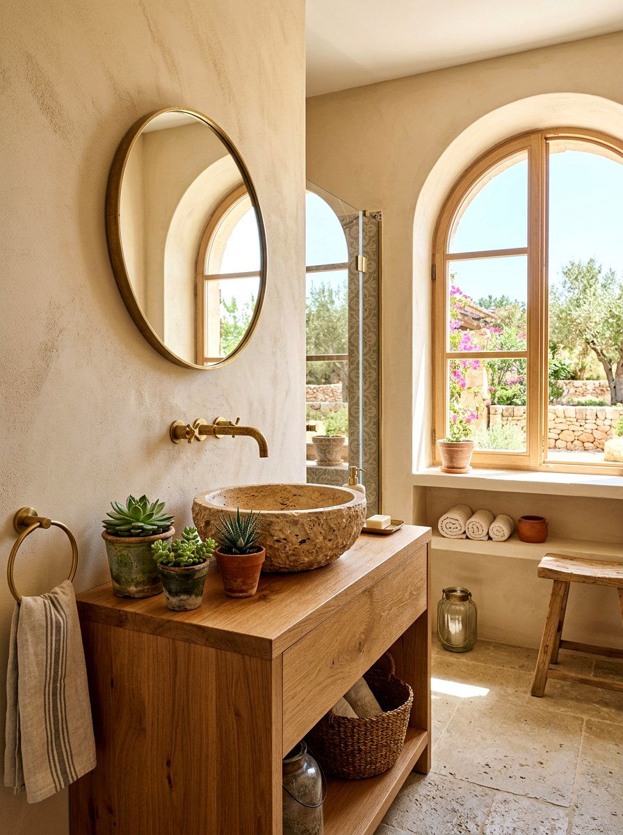 Natural travertine vessel sink - 30 stone vessel sink ideas