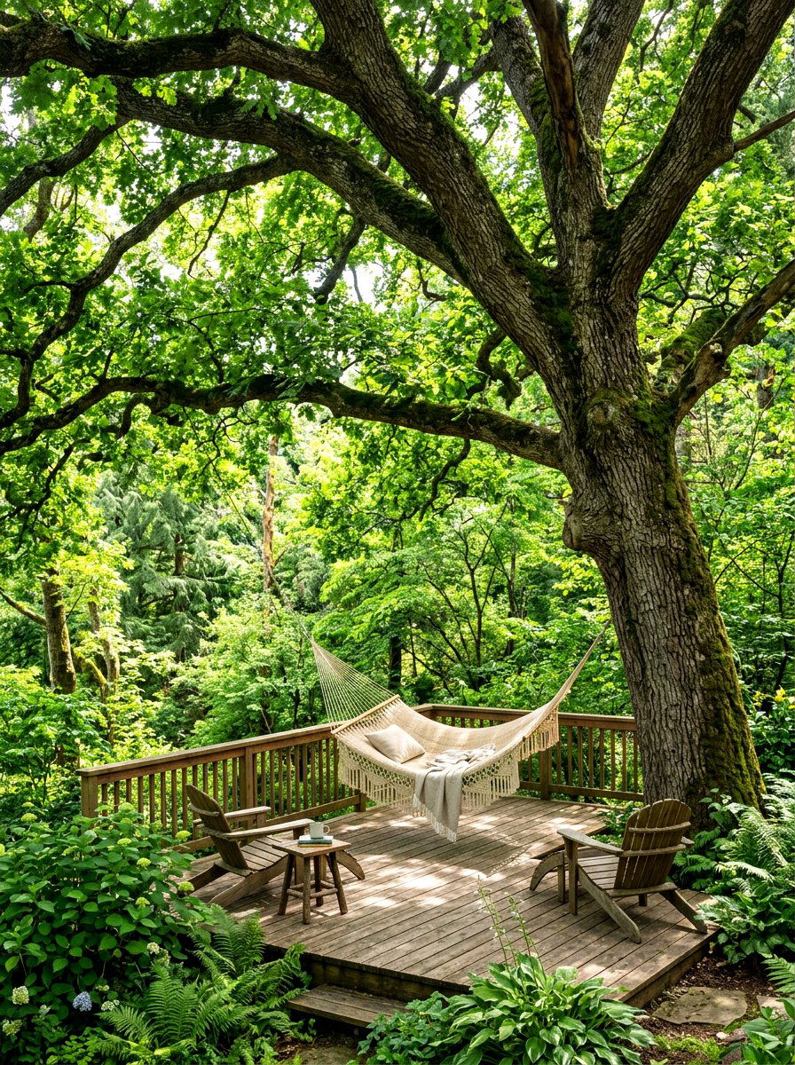 Natural tree canopy - 30 deck shade ideas
