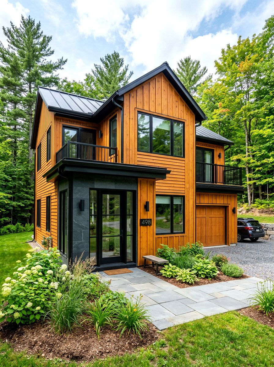 Natural wood board and batten accents - 30 board and batten exterior trim ideas