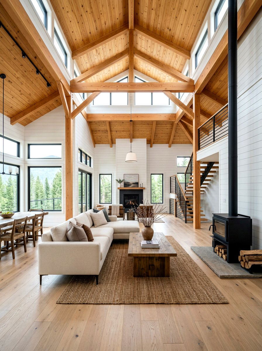 Natural wood ceiling cabin - 30 lake cabin decor ideas