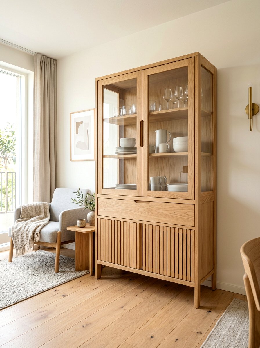 Natural wood china cabinet - 30 china cabinet makeover ideas