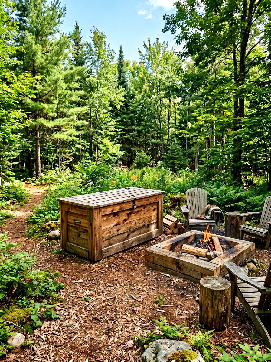 Natural wood deck box - 30 deck box ideas