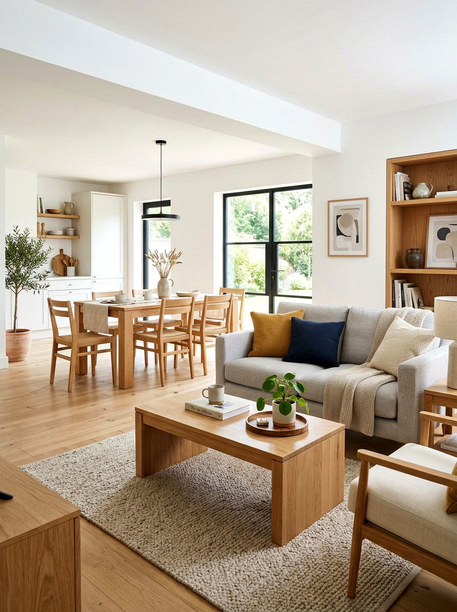 Natural wood furniture - 30 soft spring living room ideas