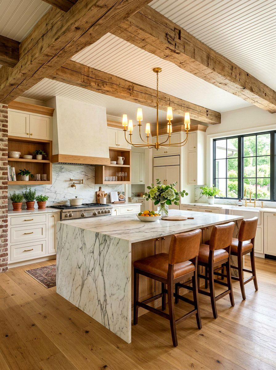 Natural wood kitchen beams - 30 kitchen ceiling beam ideas
