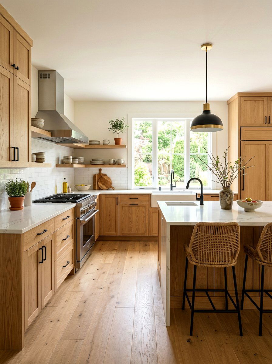 Natural wood kitchen cabinets - 30 earthy home decor ideas
