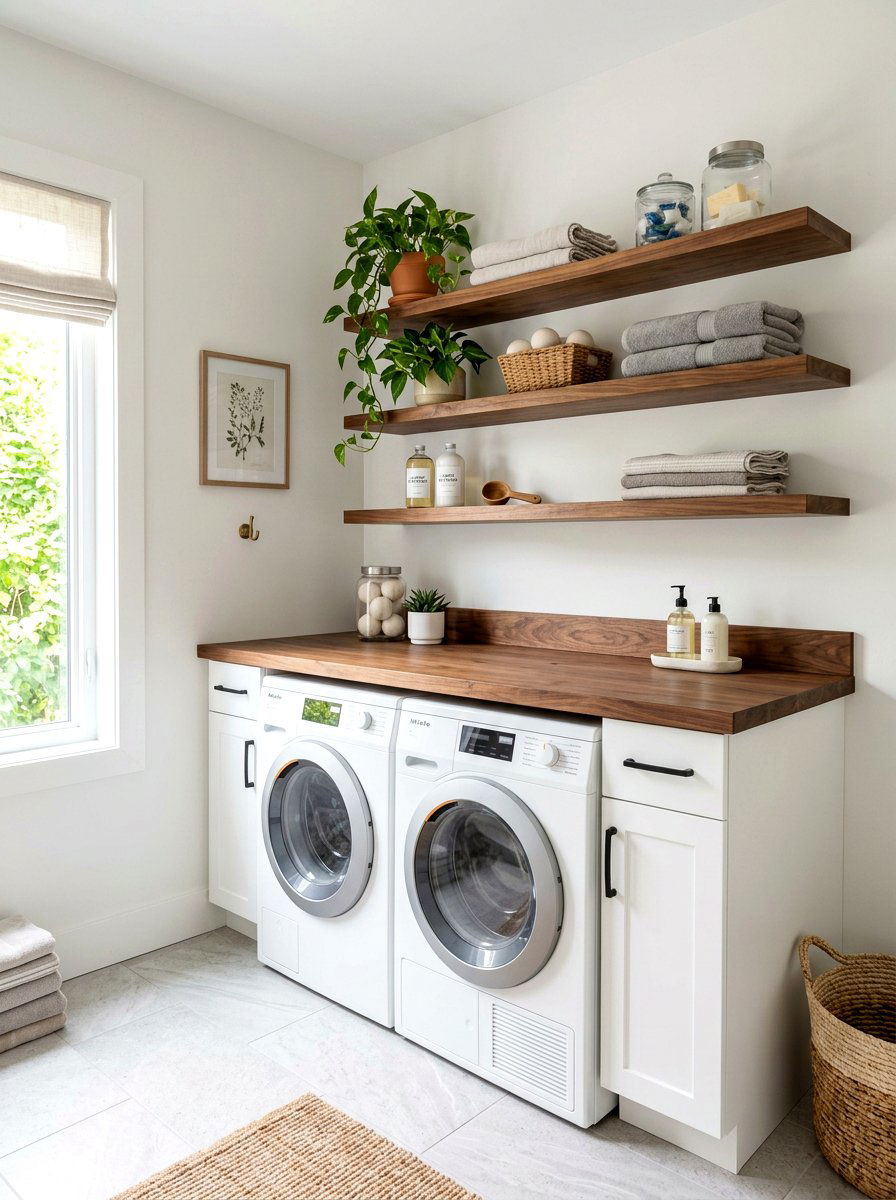 Natural wood laundry room accents - 30 modern laundry room ideas