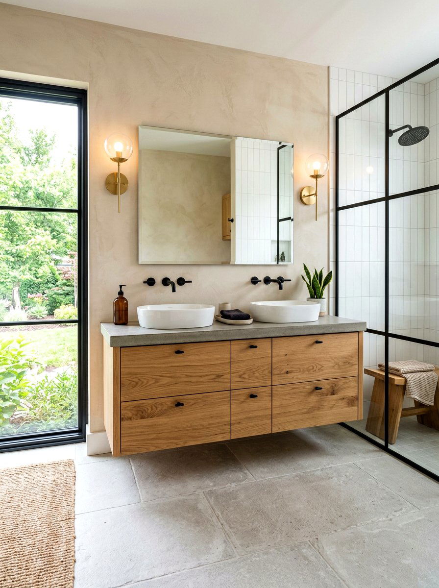 Natural wood mixed metal bathroom - 30 mixed metal bathroom decor ideas