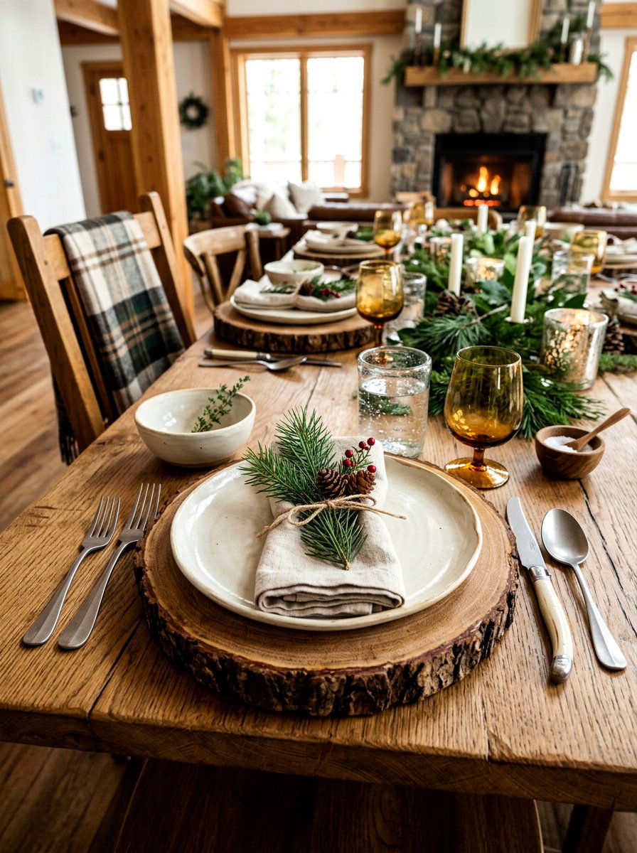 Natural wood place setting - 30 place setting ideas