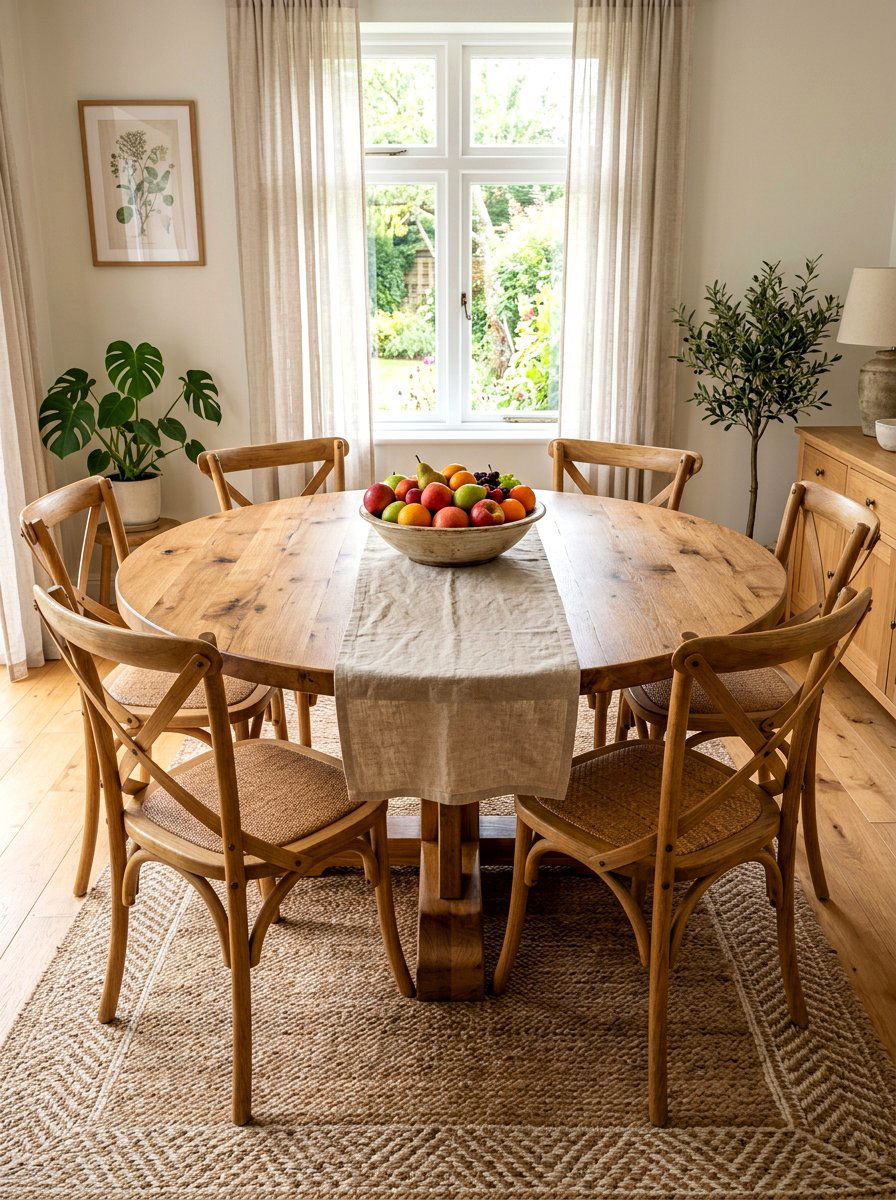 Natural wood round table - 30 bedroom breakfast nook ideas