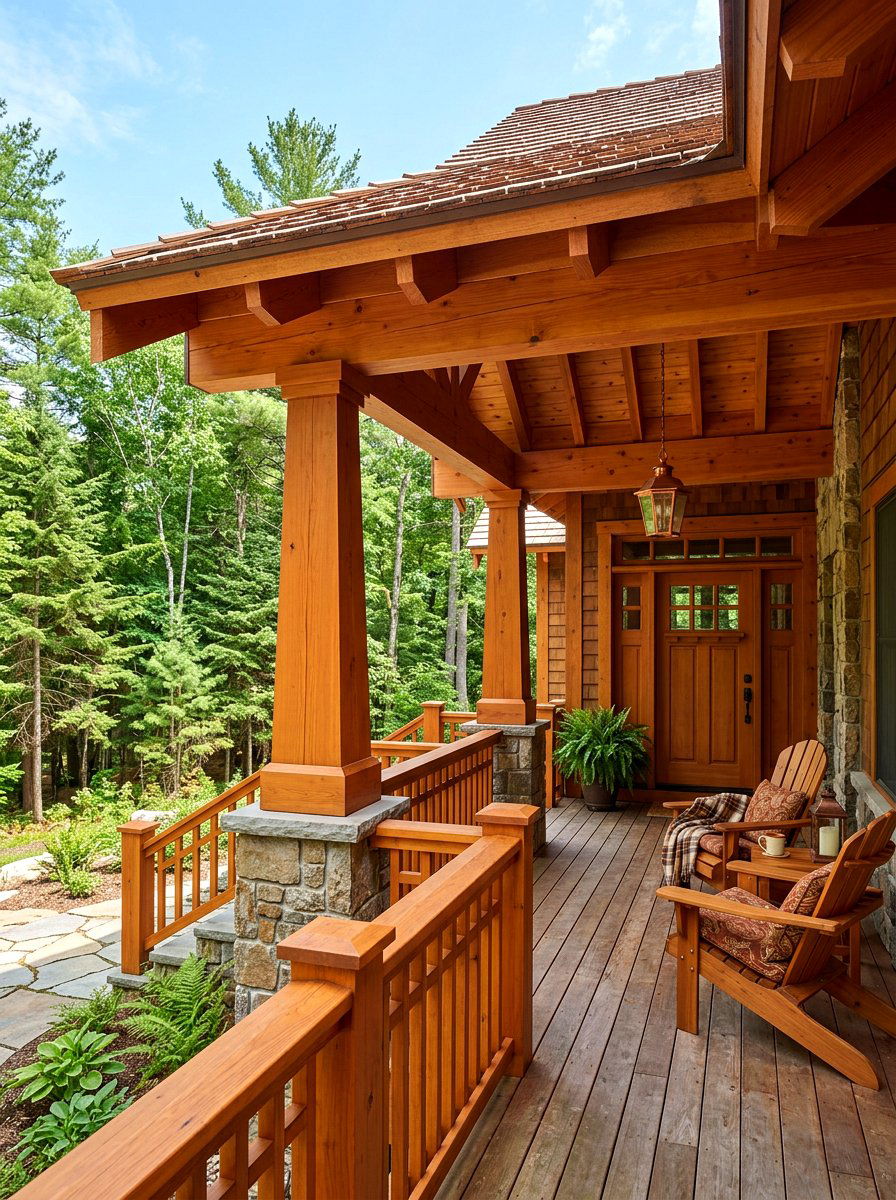 Natural wood stained craftsman porch - 30 craftsman front porch ideas