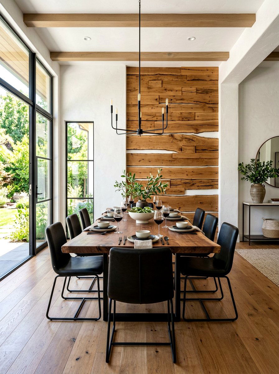 Natural wood wall trim - 30 dining room wall molding ideas