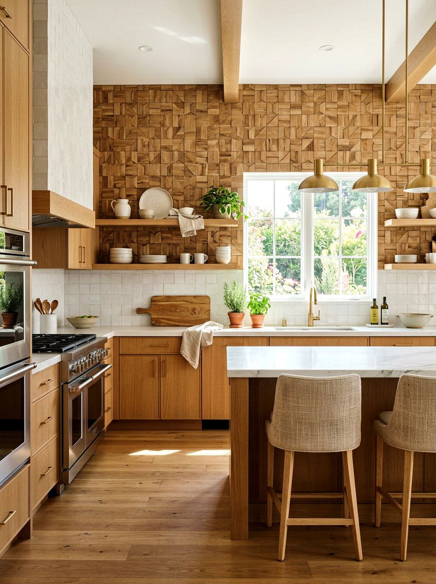 Natural wood zellige kitchen - 30 zellige tile backsplash ideas