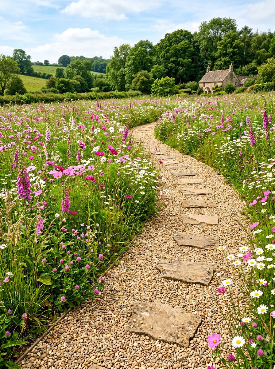 Naturalistic Gravel Path - 30 meadow style backyard ideas