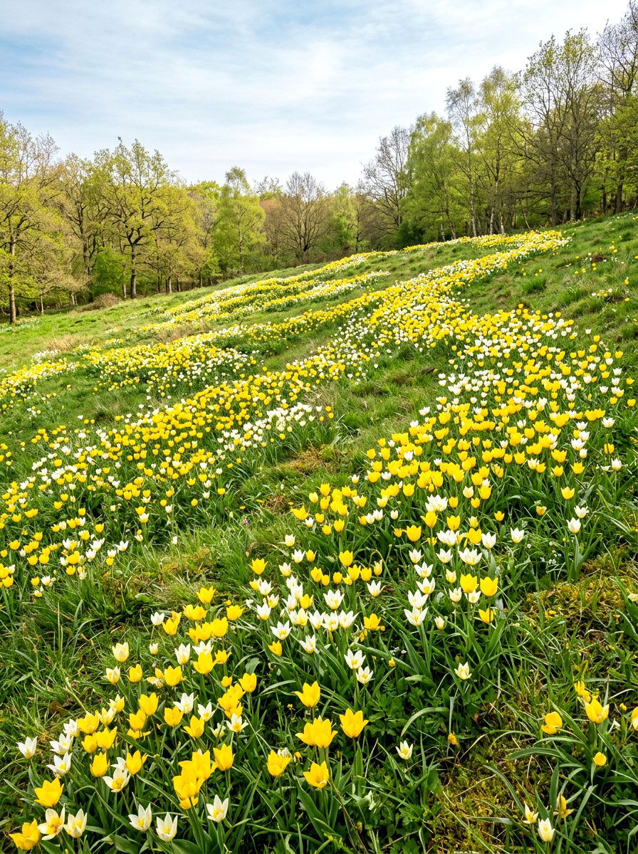 Naturalized Tulip Drift - 30 tulip border ideas