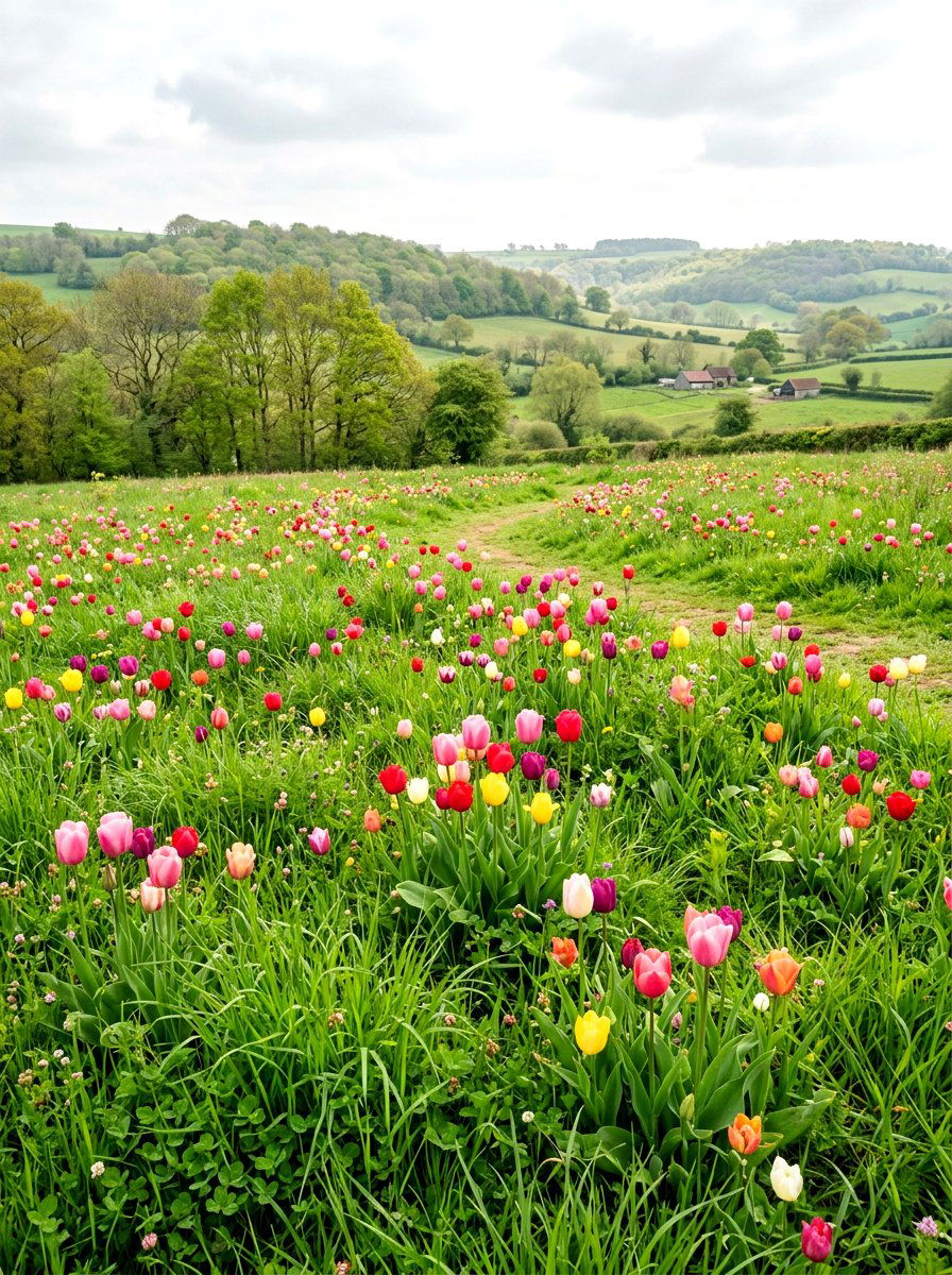 Naturalized Tulip Lawn - 30 tulip garden ideas