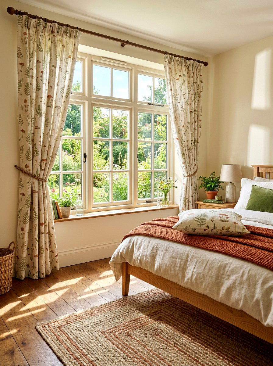 Nature Inspired Curtains - 30 mushroom bedroom ideas