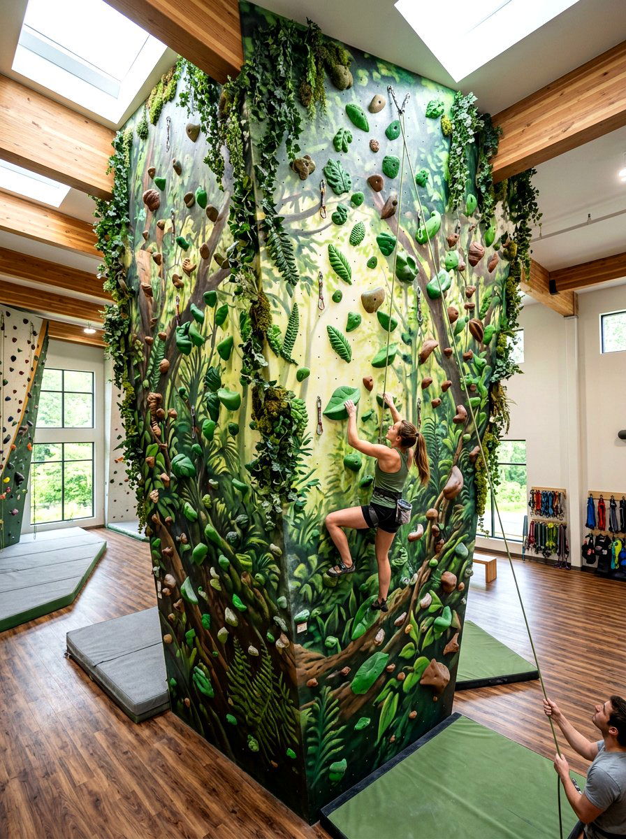 Nature Themed Climbing - 30 climbing wall playroom ideas