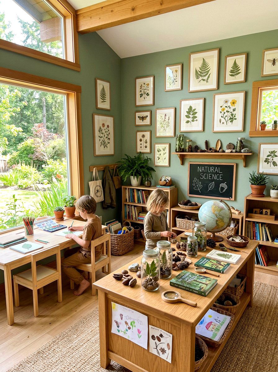 Nature Themed Homeschool Classroom - 30 homeschool room ideas