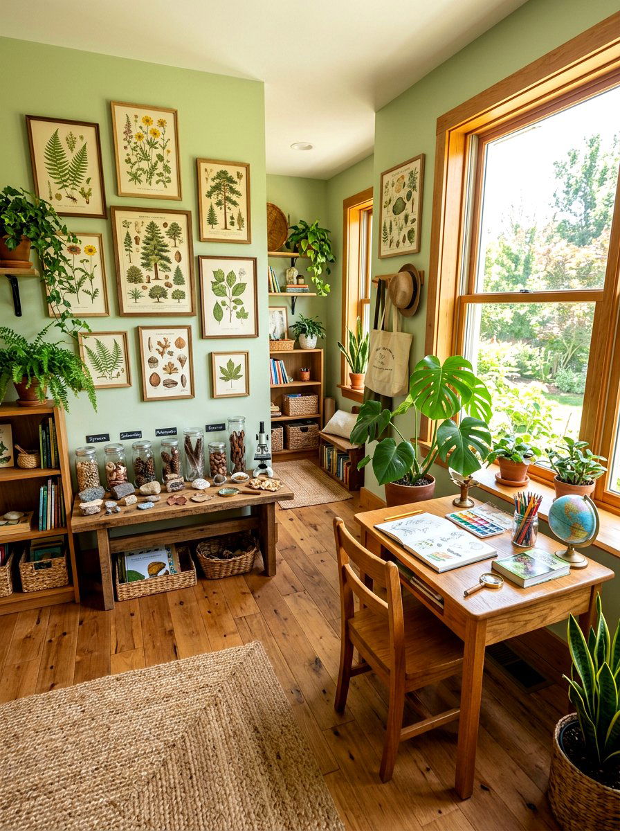 Nature Themed Homeschool Room - 30 home schoolroom ideas