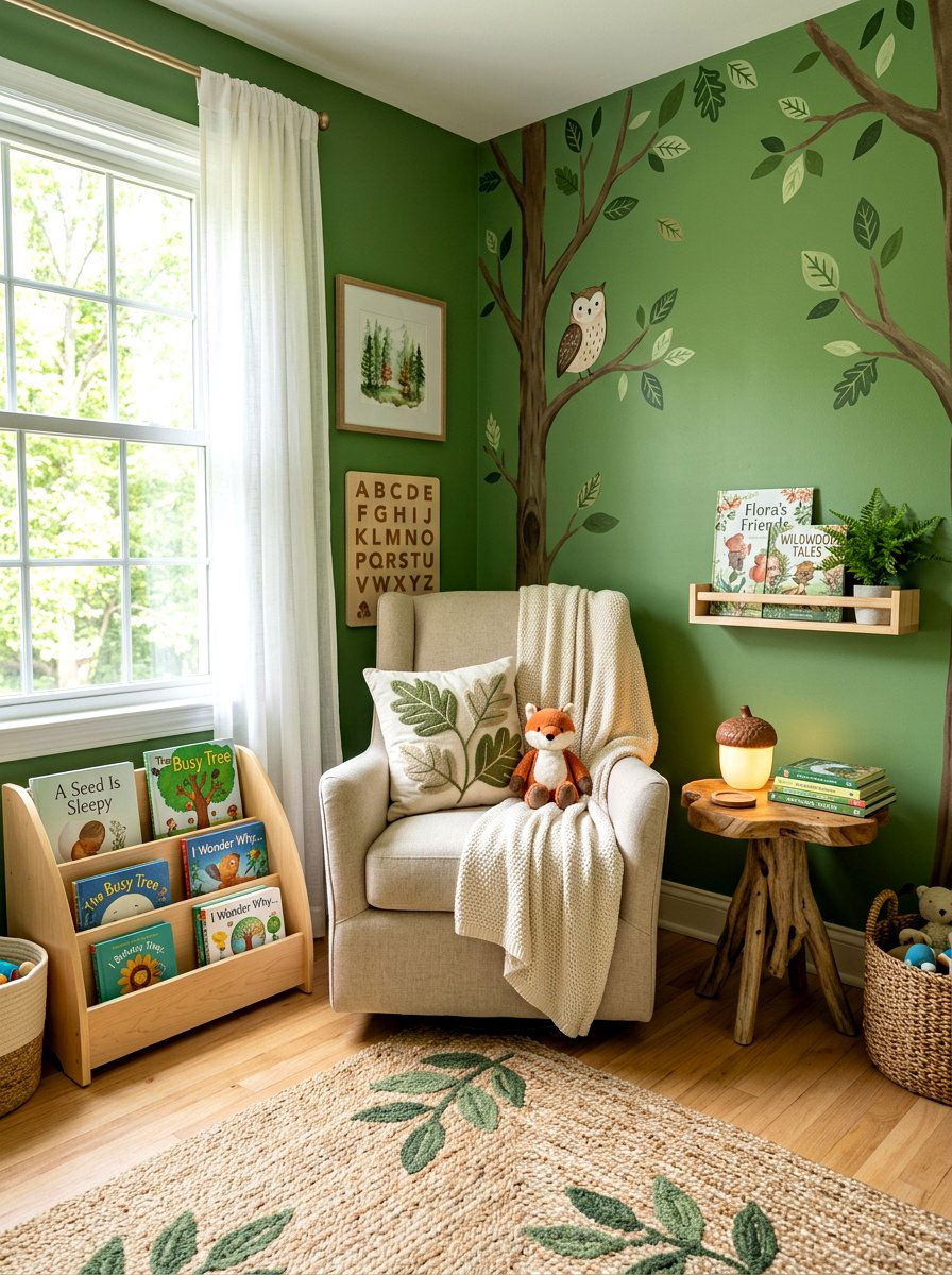 Nature inspired nursery corner - 30 nursery reading corner ideas aesthetic