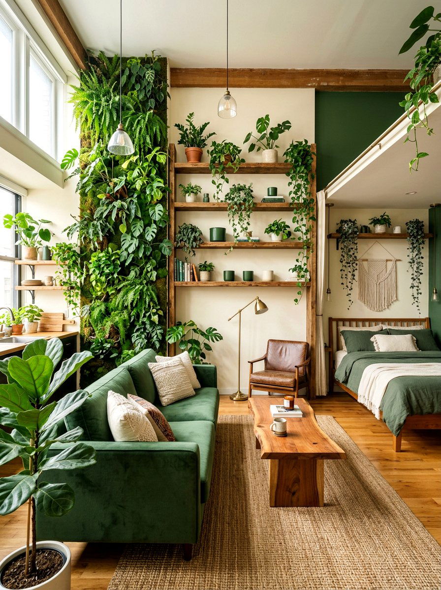 Nature inspired studio apartment - 30 studio apartment vibe ideas
