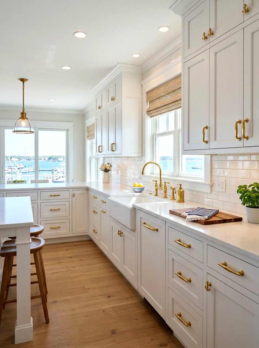 Nautical Brass Hardware - 30 beach house kitchen ideas