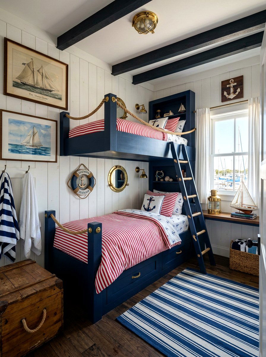 Nautical Bunk Room - 30 bunk room aesthetic ideas