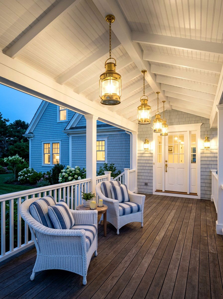 Nautical Lantern Outdoor Lighting - 30 coastal prep porch ideas
