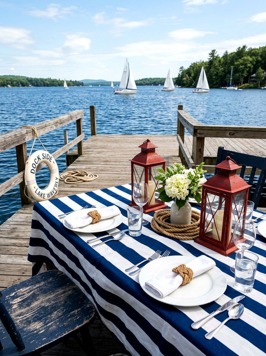 Nautical Navy Stripes - 30 summer table setting ideas