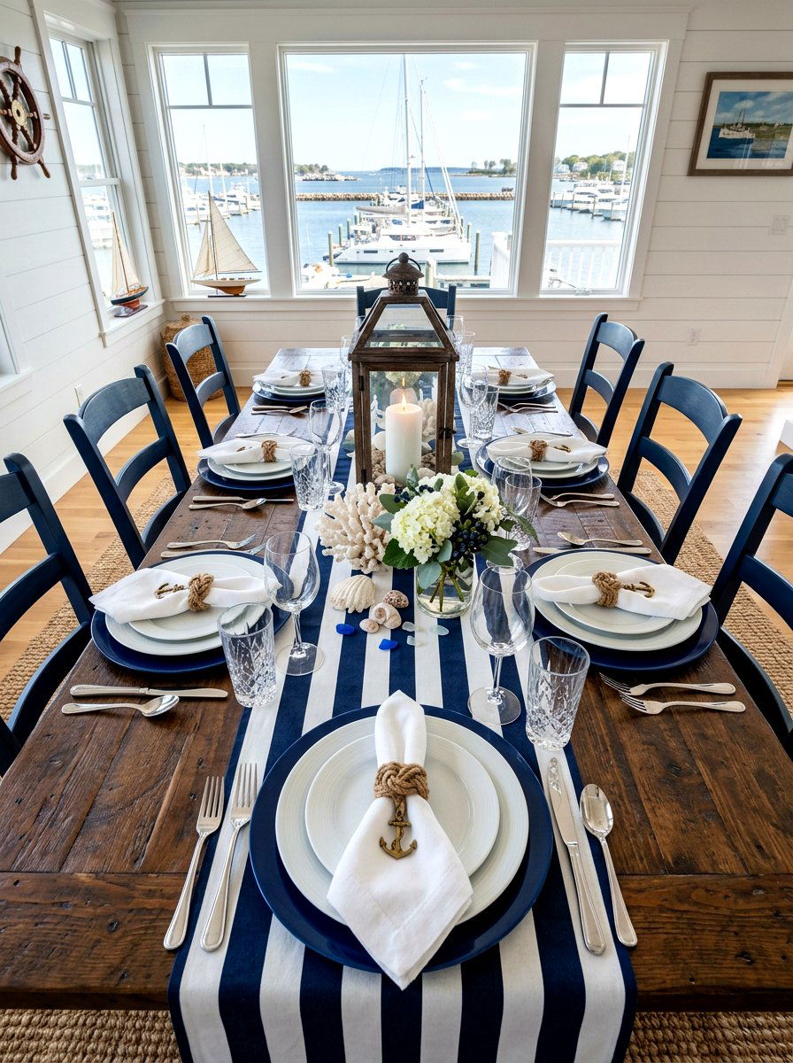 Nautical Navy Table Setting - 30 layered table setting ideas