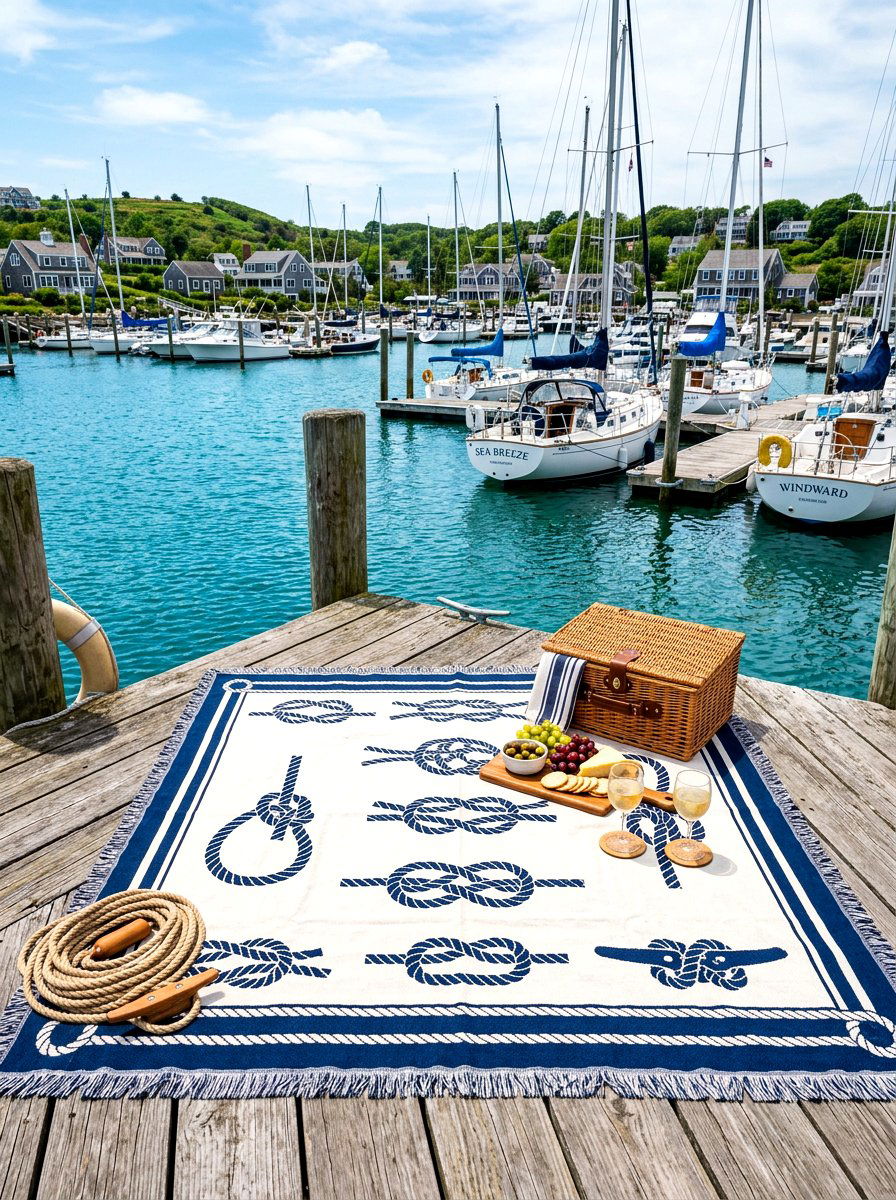 Nautical Picnic With Rope Knots - 30 picnic blanket corner ideas