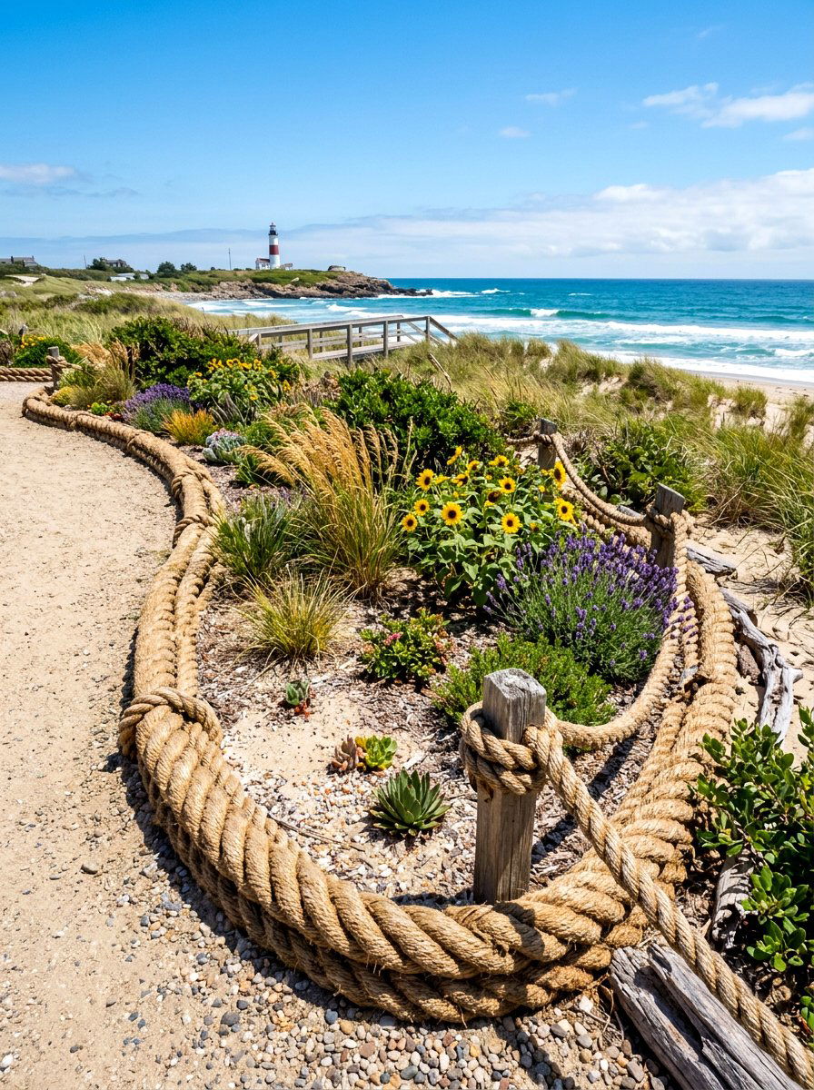 Nautical Rope Bed Edging - 30 flower bed border ideas
