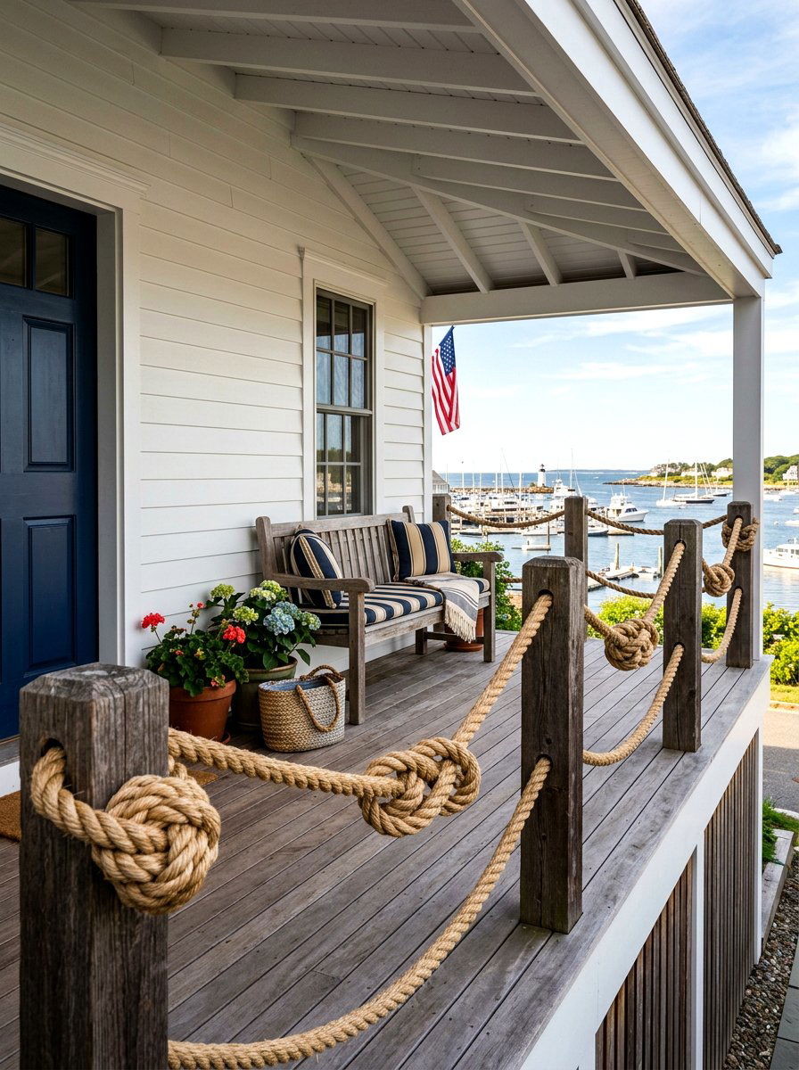 Nautical Rope Decor - 30 coastal prep porch ideas