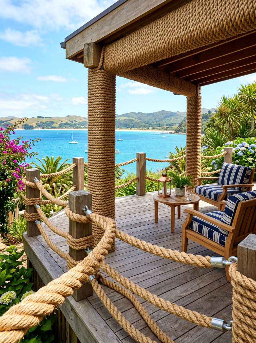 Nautical Rope Patio Decor - 30 breezy coastal patio ideas