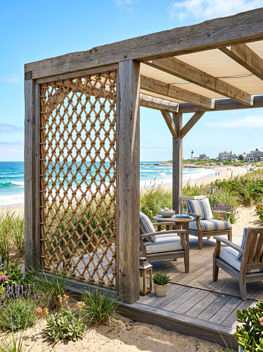 Nautical Rope Wall - 30 pergola privacy wall ideas