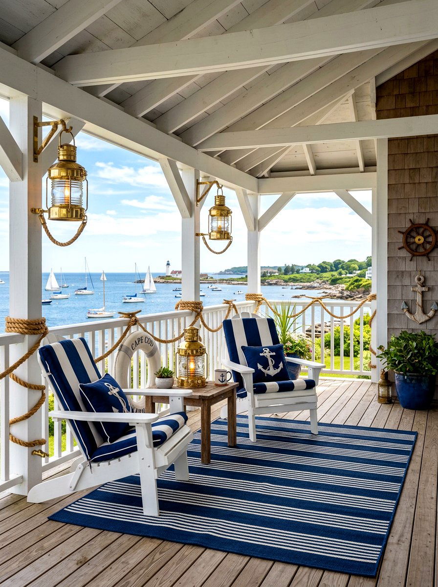 Nautical Striped Porch Decor - 30 striped summer porch ideas