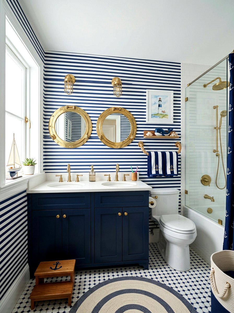 Nautical Style Kids Bathroom - 30 small kids bathroom ideas
