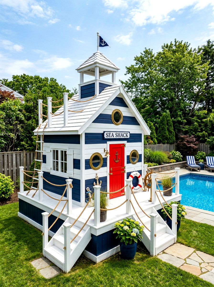 Nautical Theme Playhouse - 30 playhouse ideas