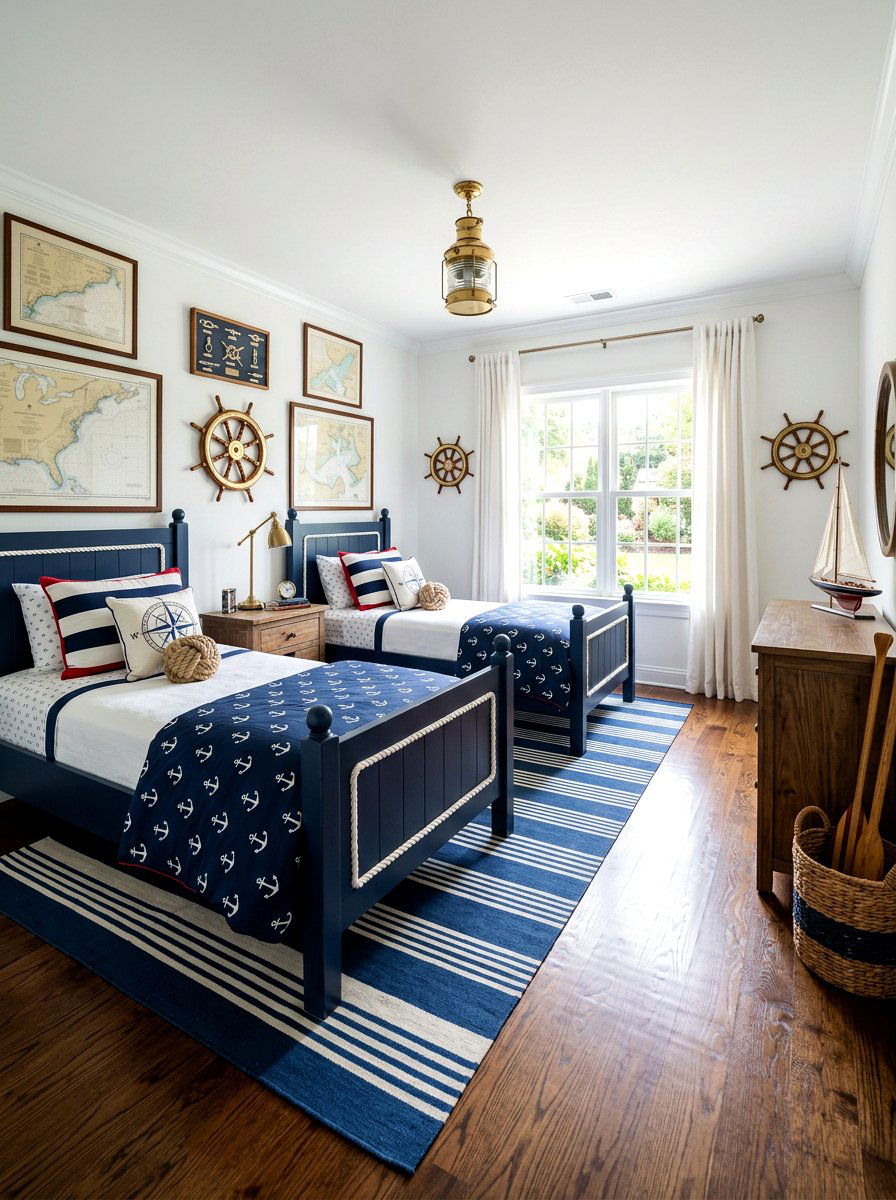 Nautical Themed Shared Room - 30 boys shared bedroom ideas