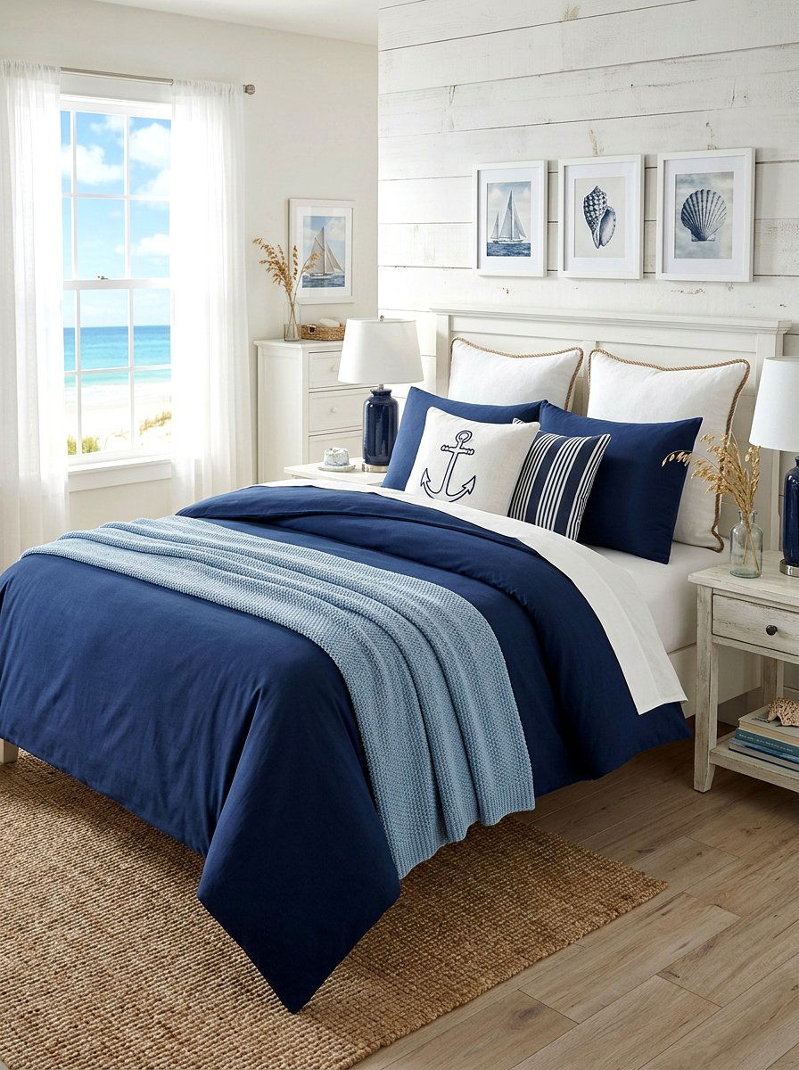 Nautical coastal blue bedding - 30 tailored bedding ideas